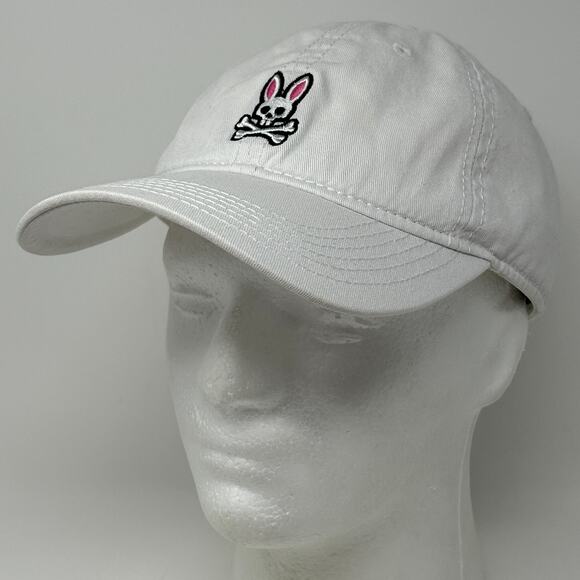Psycho Bunny Dad Hat Baseball Cap Unstructured 6 Panel Strapback White - Picture 13 of 13